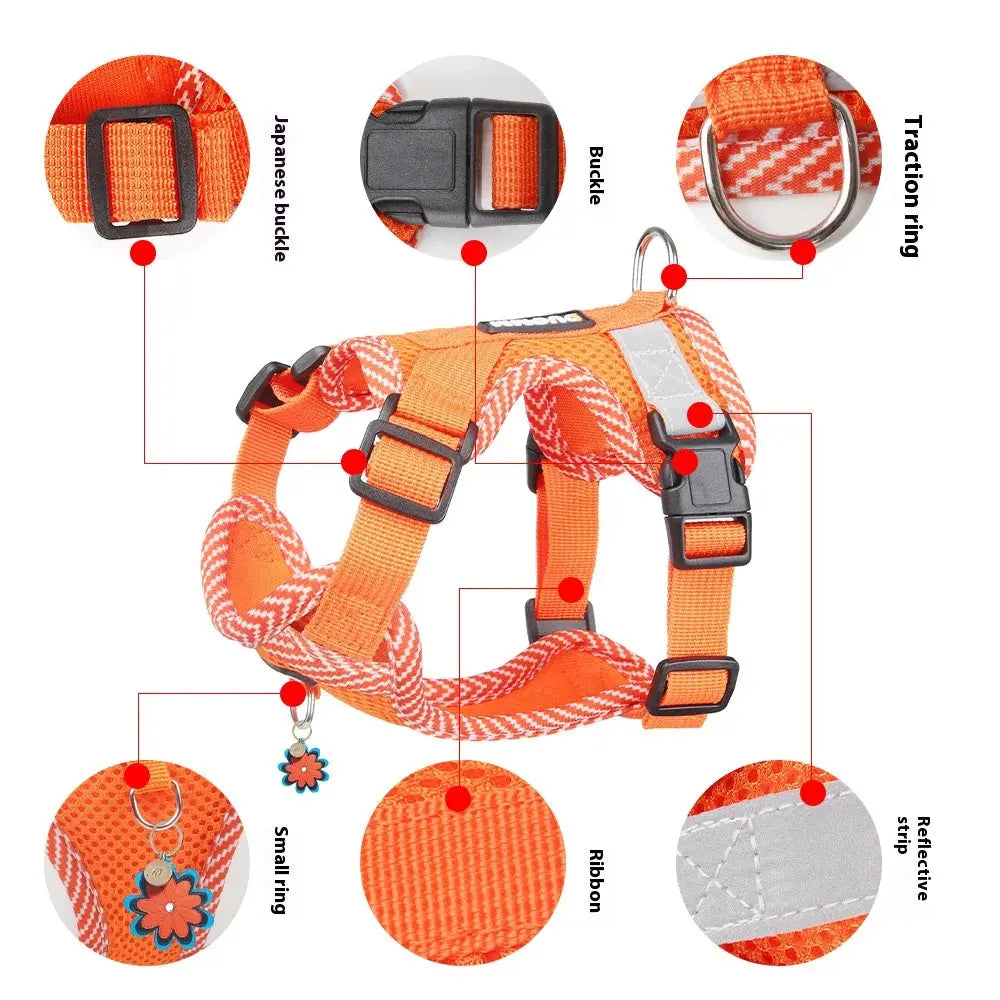 New Breathable Reflective Dog Harness Vest Easy To Wear Comfortable Adjustable Pet Harness for Small Medium Dogs