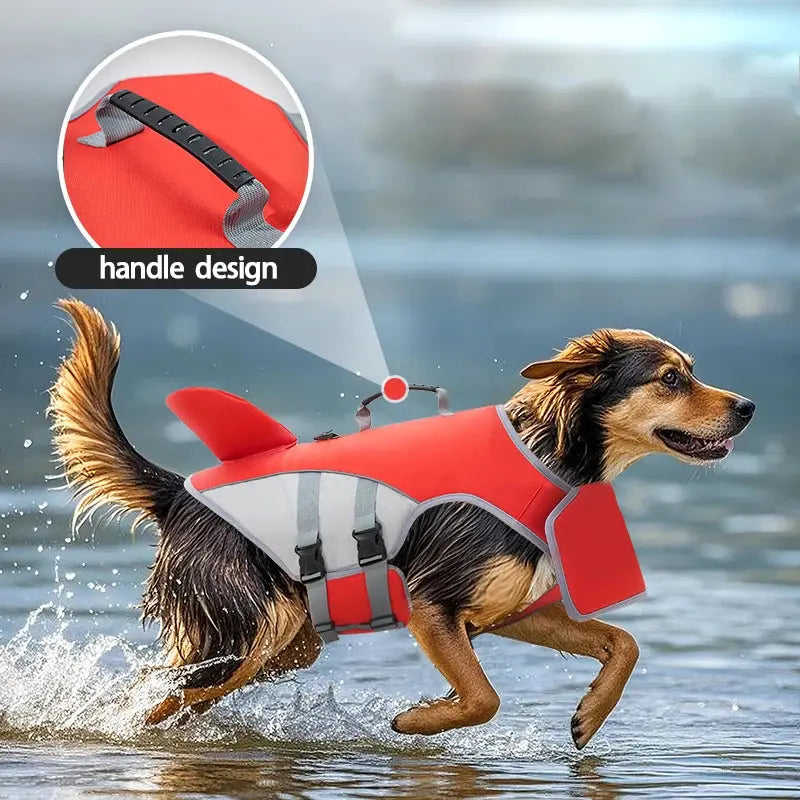 Dog Swimming Life Jacket Shark Fin Shape Safety Vest for Dog in Summer Adjustable in Pool or Surfing Drifting Dog Life Vest
