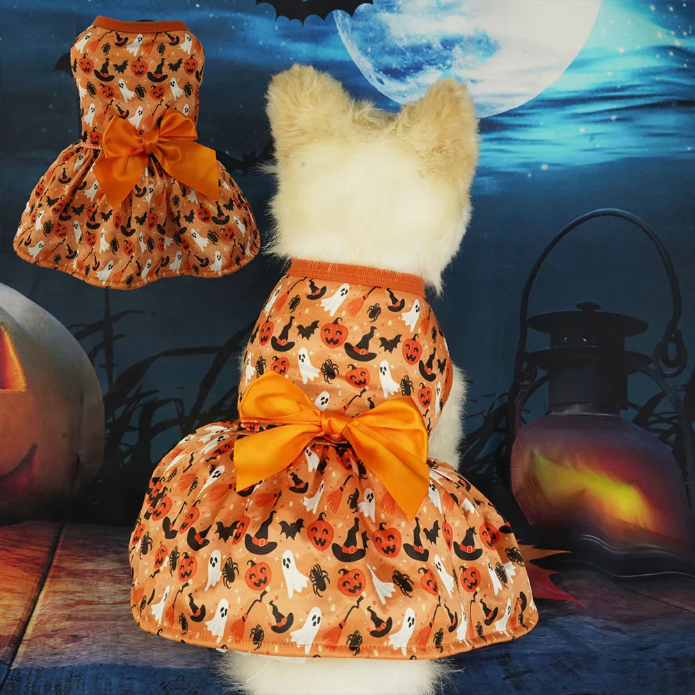 SpookyPumpkin 2-in-1 Pet Costume - Bat Wing Dress with Matching Hat for Halloween & Cosplay (S-XL)
