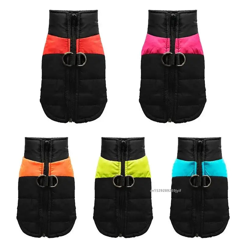 Waterproof Winter Dog Jacket - Warm Padded Vest w/ Zipper for Small, Medium, Large Dogs & Cats