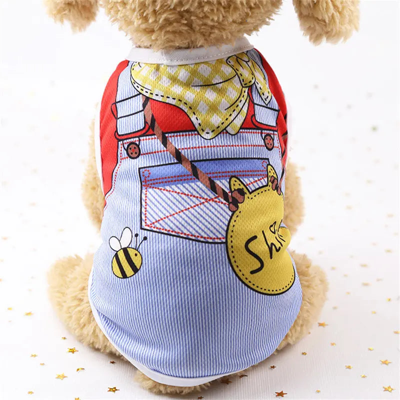 Casual Cartoon Dog T-Shirt – Soft Summer Vest for Small Puppies