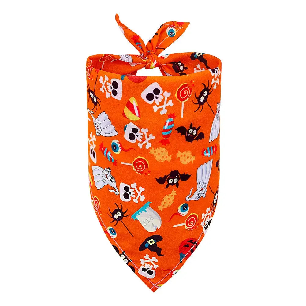 1 Pc Pet Dog Halloween Costume Scarf Dog Bandana Accessories Pumpkin Skull Bat Ghost Pattern Small Dog Cat Dog Bib Pet Supplies