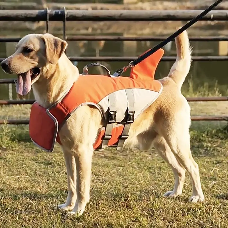 Dog Swimming Life Jacket Shark Fin Shape Safety Vest for Dog in Summer Adjustable in Pool or Surfing Drifting Dog Life Vest