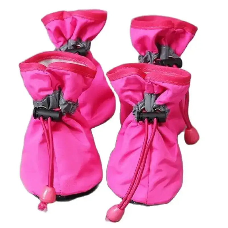 4pcs Waterproof Pet Dog Shoes - Anti-Slip Rain Boots for Small Dogs and Cats - Durable Footwear for All Weather