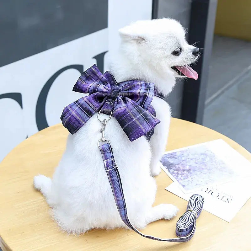 New Pets Dog Harness Set Adjustable Bowknot Cute Harness Dogs No Pull Soft Mesh Chest Strap Collar Perro Puppy Outdoor Walking