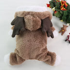 FestiveFleece Hoodie - Christmas Elk & Santa Print Dog Hoodie for Small Medium Dogs
