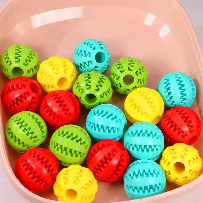 Natural Rubber Chew Ball for Small Dogs - Tough Tooth-Cleaning Treat Toy