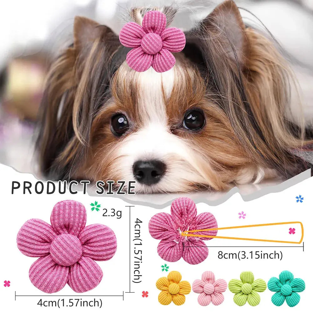 50PCS Dog Hair Bows Fashion Cute Bows For Dogs Cotton Pet Dog Hair Accessories Pet Dog Grooming Bows Dogs Accessories