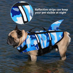 Shark Fin Dog Life Jacket - Camo Blue & Pink Safety Swim Vest