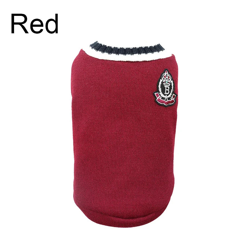 CampusPaws V-Neck Sweater - Preppy Knit Pullover for Small Dogs & Cats
