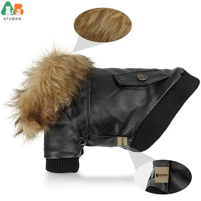 ATUBAN Leather Dog Coats Waterproof Dog Winter Coat Puppy Jackets for Small to Medium Dogs clothes for pets dog clothes winter Main Image