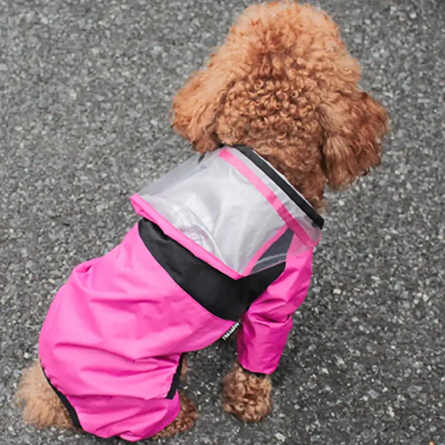 Fashionable Waterproof Dog Raincoat - Lightweight Jumpsuit with Hoodie for Small to Large Dogs