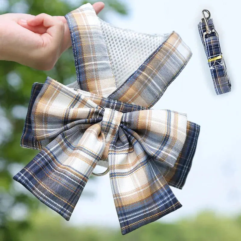 New Pets Dog Harness Set Adjustable Bowknot Cute Harness Dogs No Pull Soft Mesh Chest Strap Collar Perro Puppy Outdoor Walking