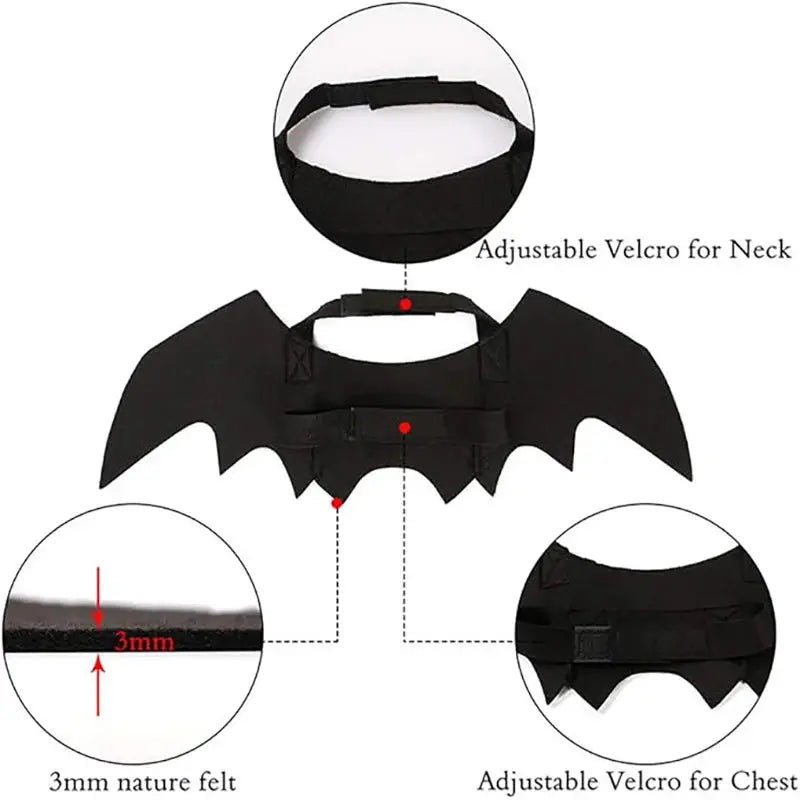 Dog Cat Bat Wings for Halloween Party Decoration, Pet Collar Leads Cosplay Bat Costume,Cute Puppy Cat Dress Up Accessories