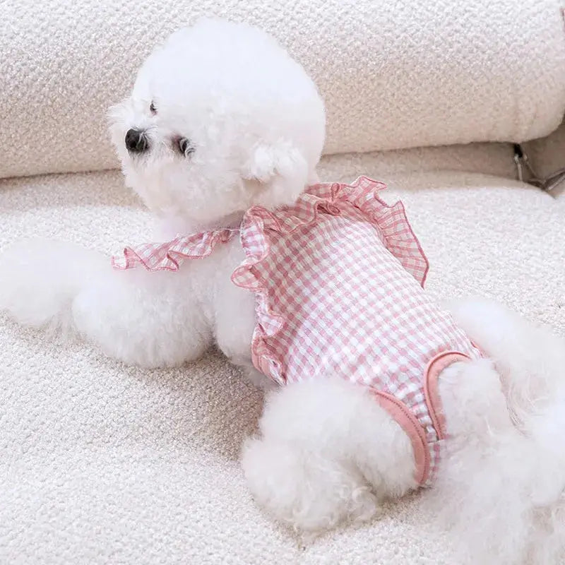 Washable Female Dog Diapers Suspenders Plaid Pet Physiological Pants Dog Shorts for Small Dogs Pet Products Cute Dog Underwear
