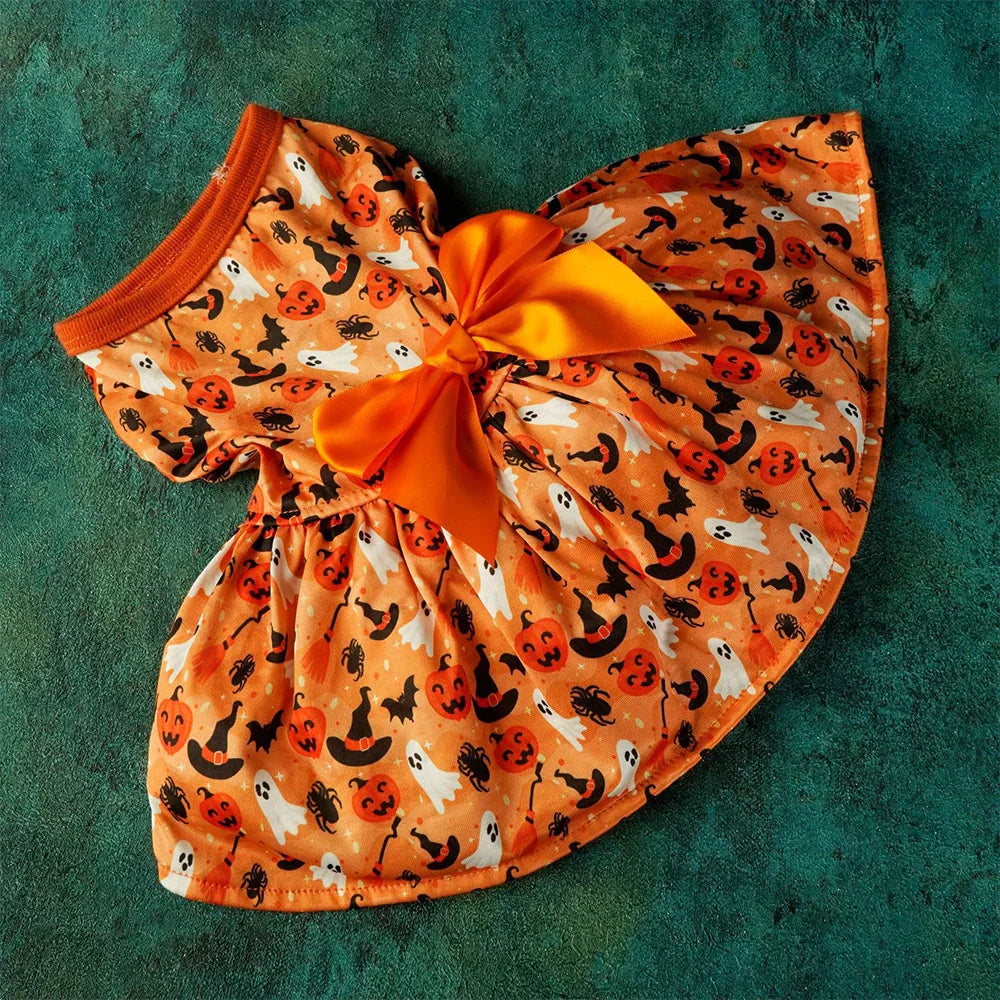SpookyPumpkin 2-in-1 Pet Costume - Bat Wing Dress with Matching Hat for Halloween & Cosplay (S-XL)