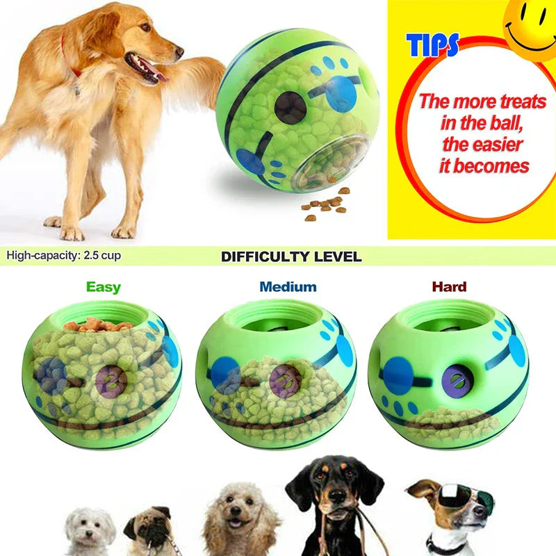 Benepaw Giggle Ball - Treat-Dispensing Puzzle Toy with Squeaky Sounds for All Dog Sizes