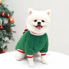 FestiveFleece Hoodie - Christmas Elk & Santa Print Dog Hoodie for Small Medium Dogs