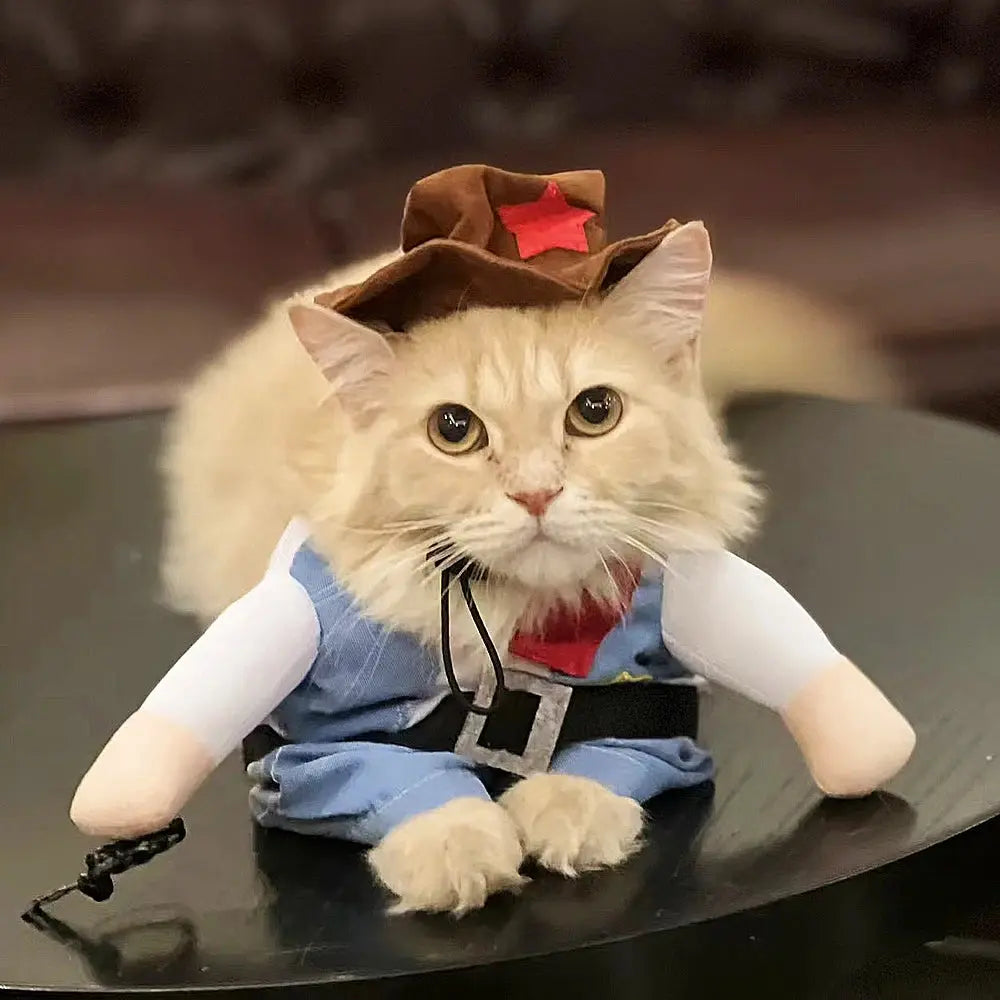 Cat Costume Clothes Funny Halloween Cosplay Cowboy Pet Outfits For Small Medium Dogs Cats Creative Novelty Kitten Party Clothing