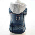 Denim Dog Jean Jacket Vest with D-Ring Cool Spring Dog Hoodies Breathable Lightweight Puppy Harness Coat For Small Medium Dogs
