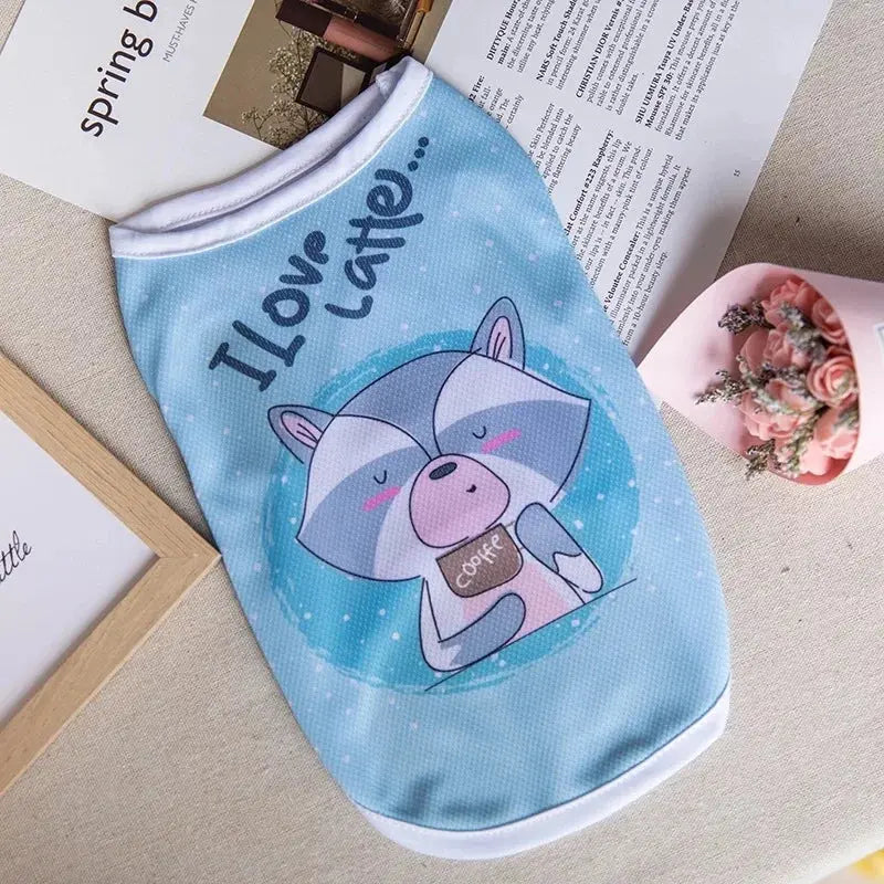 1 PC Lightweight Summer Vest for Pets Chihauhua XS-XXL Big Dogs Clothing Ice Felt Overall Cartoon No Fading Pet Cat Overalls