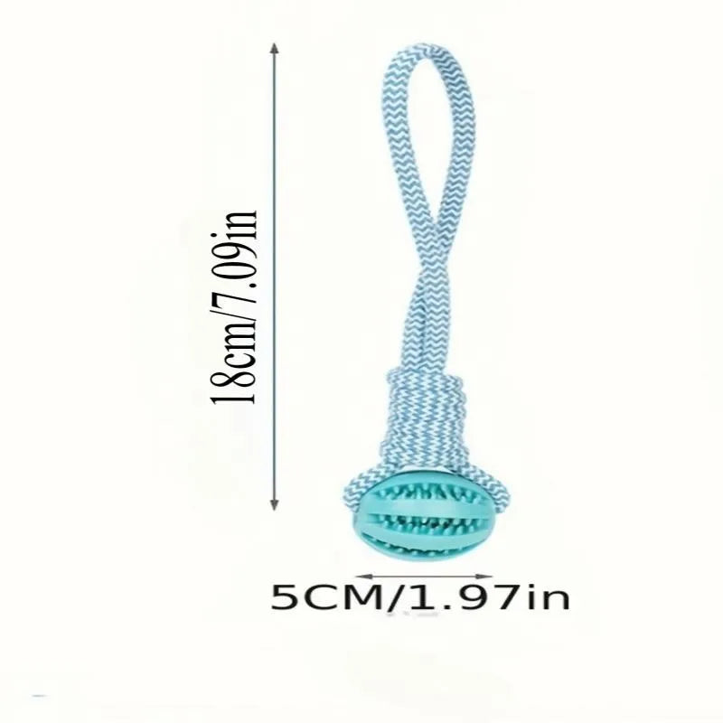 Cotton Rope & Rubber Dog Chew Ball – Treat Dispenser Toy, 18x13cm, Durable for Boredom & Teething