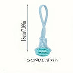 Cotton Rope & Rubber Dog Chew Ball – Treat Dispenser Toy, 18x13cm, Durable for Boredom & Teething