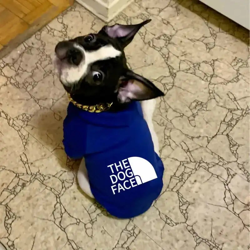 Cozy Winter Dog Hoodie for Large Breeds – Warm Fleece Jacket with Playful Face Print, Adjustable Fit (Labrador, French Bulldog & All Breeds)