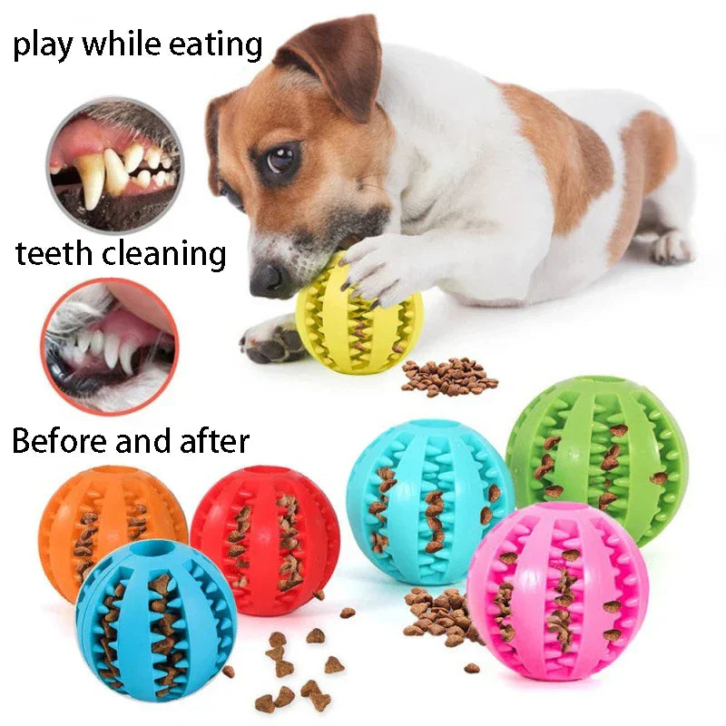 Natural Rubber Chew Ball for Small Dogs - Tough Tooth-Cleaning Treat Toy
