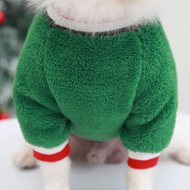 FestiveFleece Hoodie - Christmas Elk & Santa Print Dog Hoodie for Small Medium Dogs