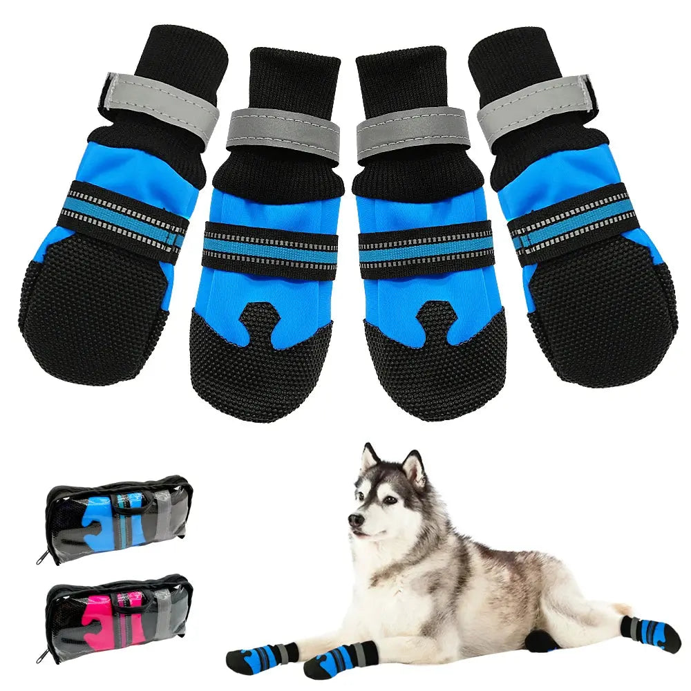 4pcs Waterproof Winter Pet Dog Shoes Anti-slip Snow Pet Boots Paw Protector Warm Reflective For Medium Large Dogs Labrador Husky