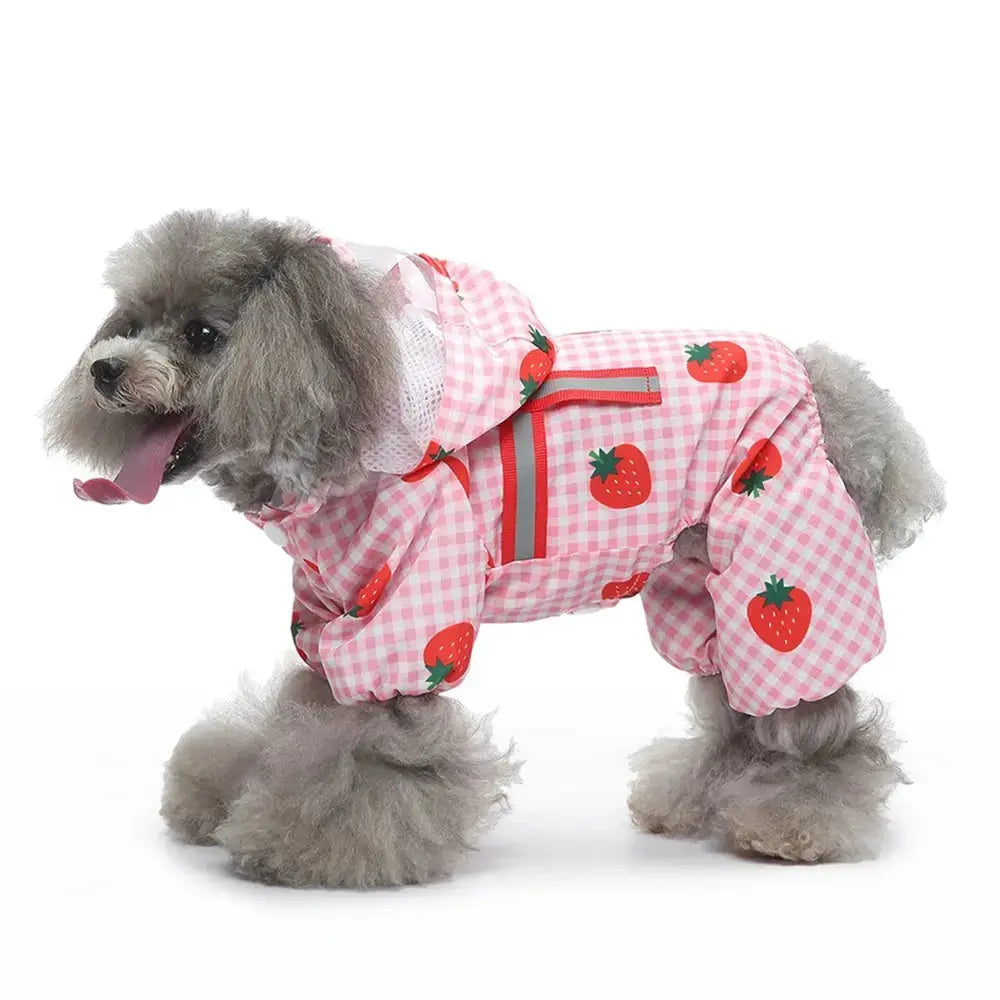 Dog Raincoat Dog Hooded Poncho 4 Legs Dog Rain Jacket with D Leash Ring Waterproof Dog Rain Clothes for Small Medium Dogs
