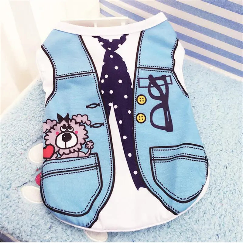 Casual Cartoon Dog T-Shirt – Soft Summer Vest for Small Puppies