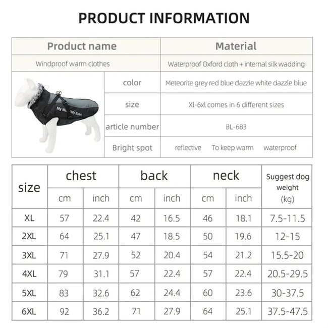 Thickened Big Dog Coat Jacket with Fur Collar Winter Warm Pet Clothes for Medium Large Dogs Greyhound Doberman mascotas Outfits Main Image