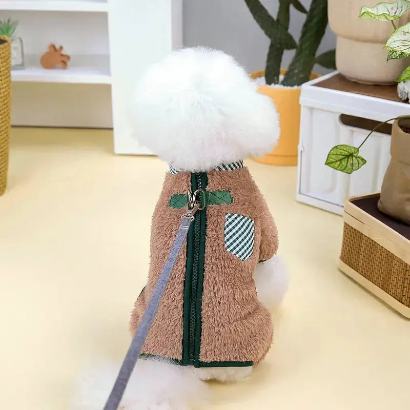 Towable Pet Jumpsuit with Buckle Winter Warm Puppy Dog Suit Clothes for Small Dogs Yorkshire Shih Tzu Overalls mascotas Clothing