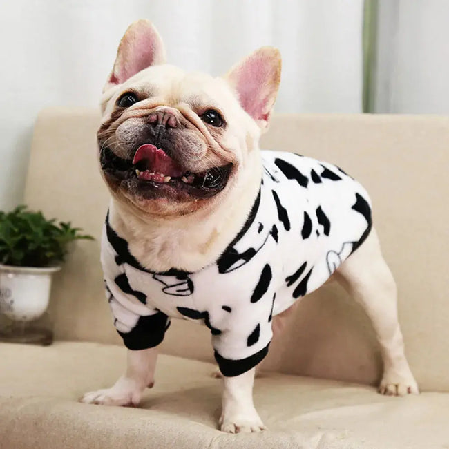 Warm Dog Clothes Cute Print Puppy Pet Clothing French Bulldog Hoodie Winter Dog Pajamas Sweater Coat for Small Medium Dogs Cats Hover Image