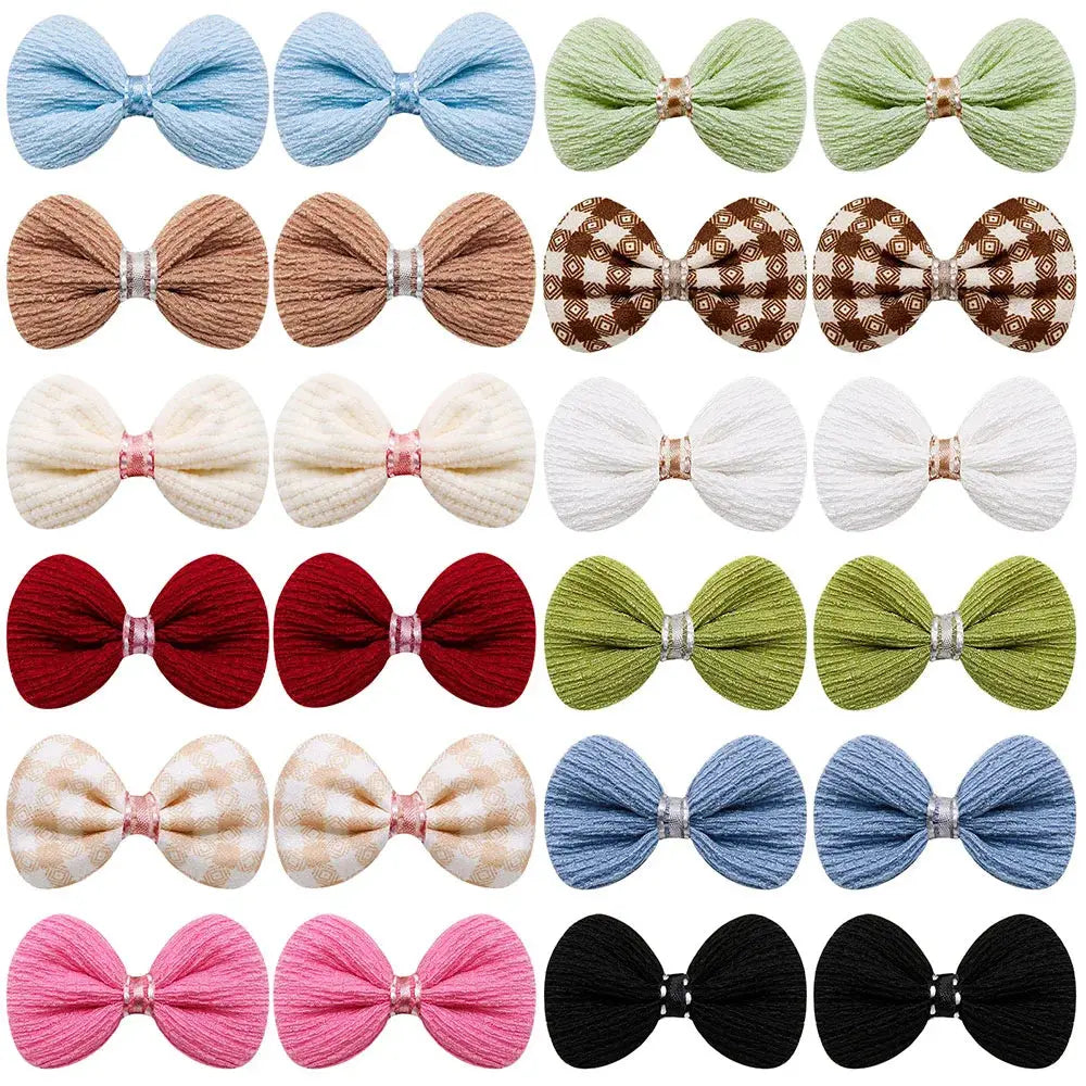 20PCS Cute Pet Dog Hairpin Cat Dog Solid Color Plaid Bow Hair Clips for Dogs Boutique Clips Dog Grooming Hair Accessories