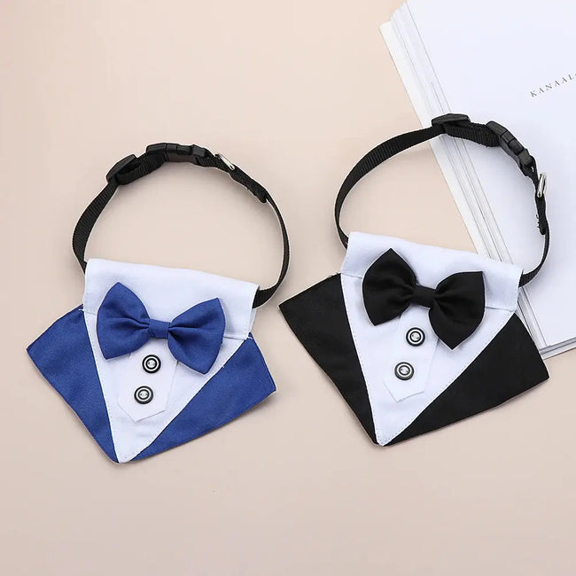 For Large and Medium Dogs Tuxedo Dog Suit and Bandana Set Dogs Tuxedo Suit Dog Prince Bow Tie Shirt Formal Dog Weeding Attire Hover Image