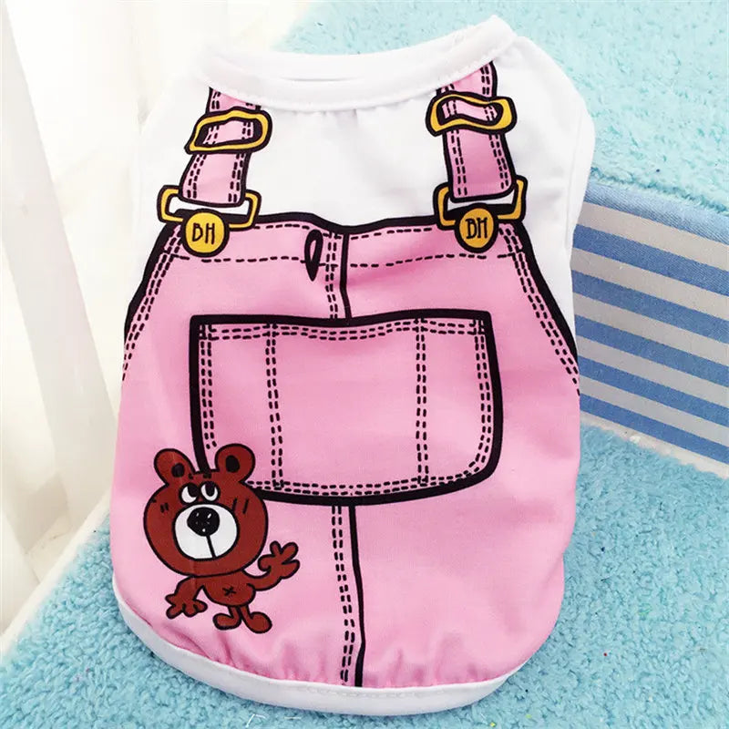 Casual Cartoon Dog T-Shirt – Soft Summer Vest for Small Puppies