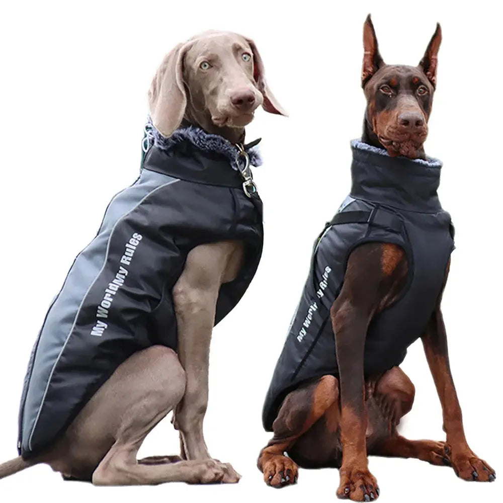 Thickened Big Dog Coat Jacket with Fur Collar Winter Warm Pet Clothes for Medium Large Dogs Greyhound Doberman mascotas Outfits