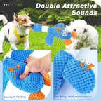New Blue Goose Dog & Cat Toy - Double-Color Plush, Tough Bite Chew Toy with Sound