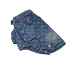 Printing Denim Clothes for Small Medium Dogs Soft Polyester Unisex Cat Overalls Snap Button Coats Autumn Pet Chihuahua Clothing