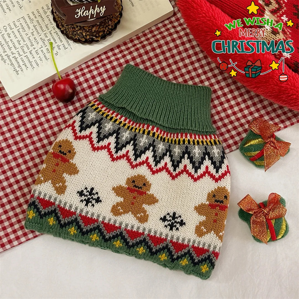 JingleBell Reindeer Sweater - Festive High-Neck Pullover for Dogs & Cats