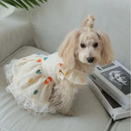 Pet Light Yellow Heart-shaped Little Fly Sleeve Dress Cat and Dog Four Season Vest Puppy Clothes Dog Dresses for Small Dogs