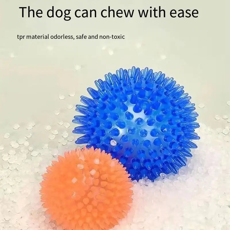 Squeaky Dental Chew Ball - Bouncy TPR Dog Toy for Teeth Cleaning & Play