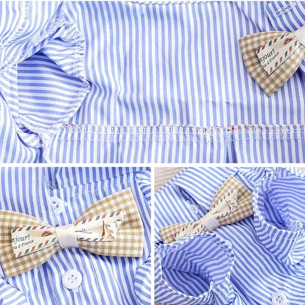 Fashion Pet Dog Clothes Bowknot Striped Shirts for Cat Dogs Cosplay Clothing Thin Summer Pet Costume Chihuahua Pet Supplies