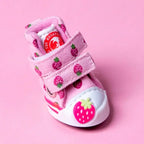 Pet Dog Canvas Shoes for Small Dogs Cute Stawberry Pattern Dog Shoes Anti-Slip Puppy Boots Breathable Cat Sneakers Pet Supplies
