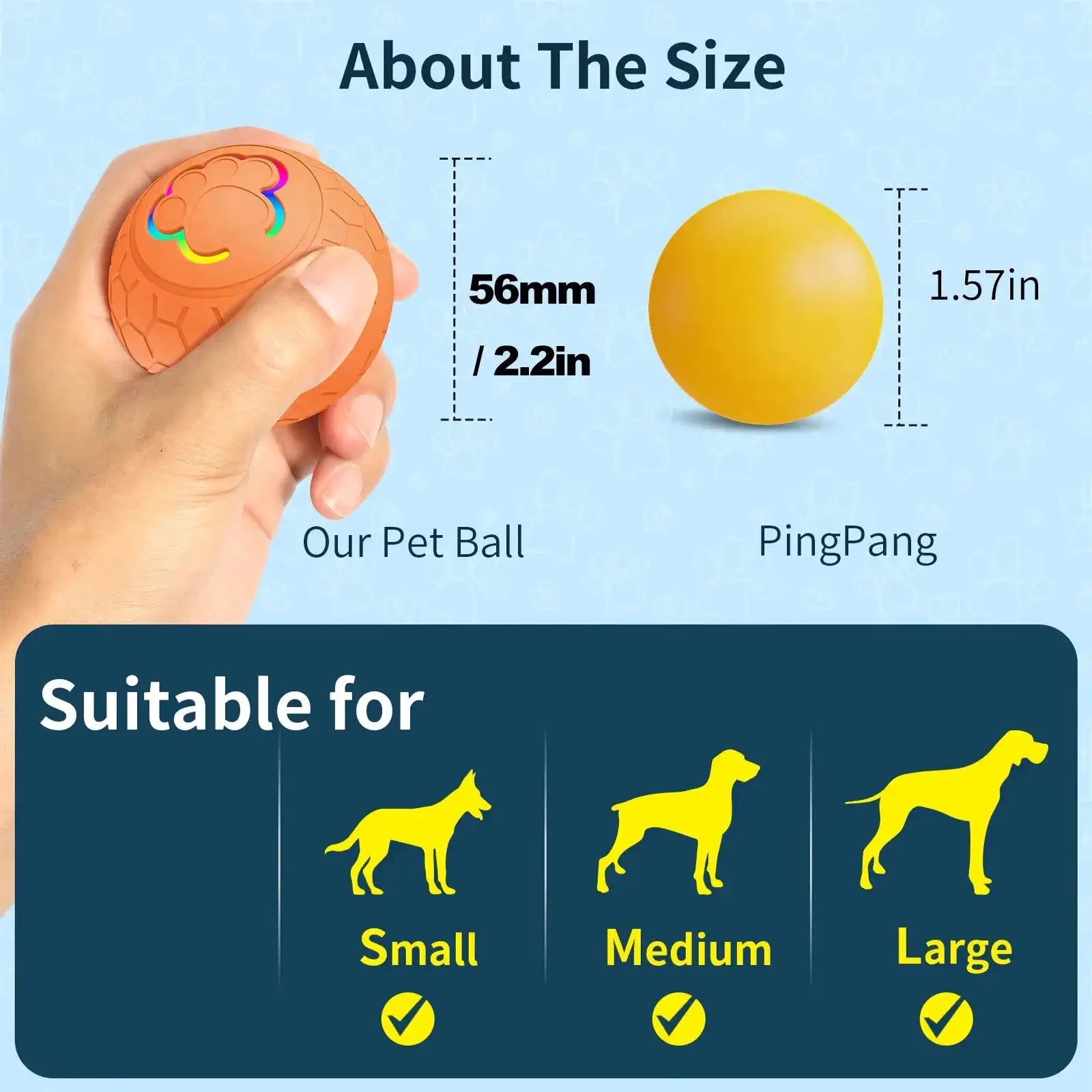 Rechargeable Automatic Dog Toy Ball - LED Bouncing Ball w/ USB Charging for Cats & Dogs