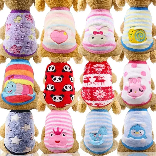 Cartoon Fleece Pet Cat Clothes Winter Warm Pet Dog Vest Puppy Cat Sweater Dog Clothes For Small Dogs Cats Coat Jacket Pet Outfit Main Image