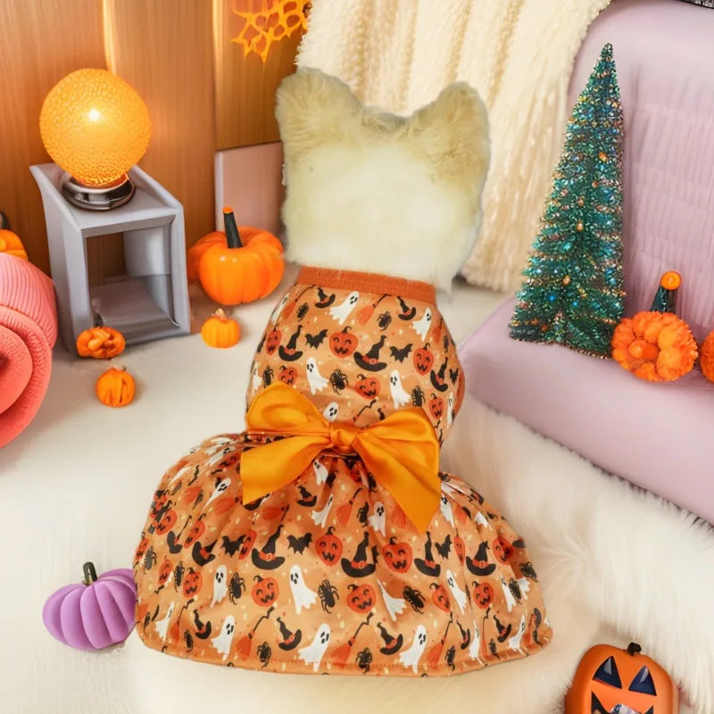 SpookyPumpkin 2-in-1 Pet Costume - Bat Wing Dress with Matching Hat for Halloween & Cosplay (S-XL)